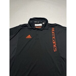Miami Hurricanes Polo Shirt Adidas NCAA Primegreen Men's Black  Size Medium NWT